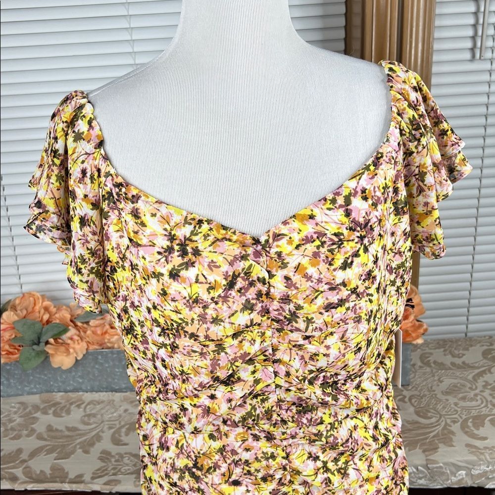 NEW ASTR The Label Floral Ruched Chiffon Minidress Size XL - Picture 4 of 11